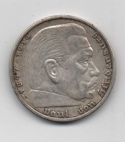 ALEMANIA DEL AÑO 1935 PERSONAJE LETRA F DE 5 MARCOS